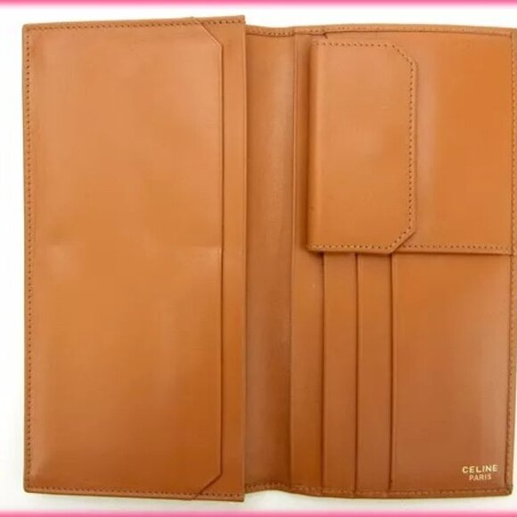 Celine Wallet Purse Long Wallet Macadam Brown Brown Woman Authentic Used - Picture 8 of 11